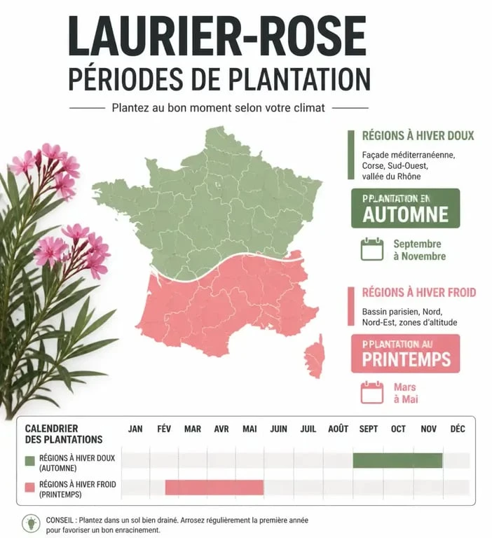 Calendrier de plantation du laurier-rose selon le climat pour réussir quand planter un laurier rose