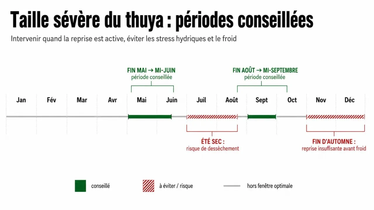 Thuya taille sévère : calendrier des meilleures périodes pour intervenir