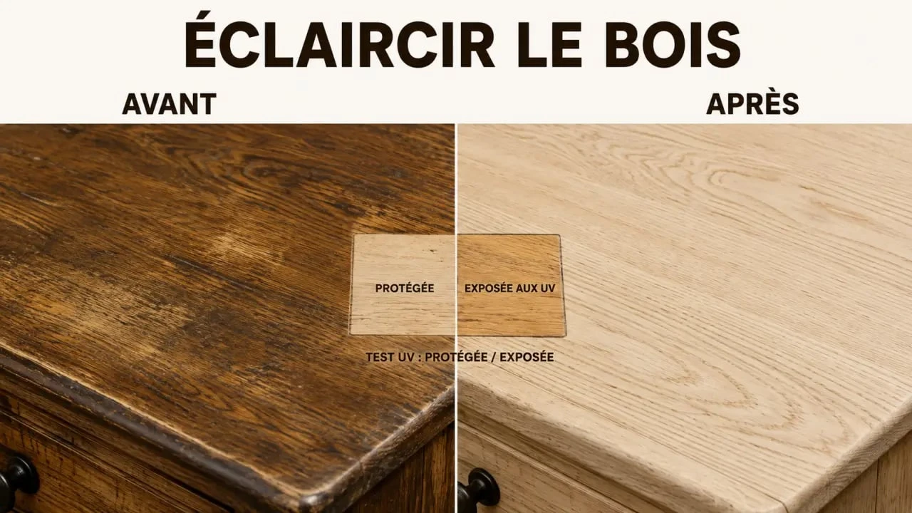 Avant après pour éclaircir le bois d’un meuble jauni ou trop sombre