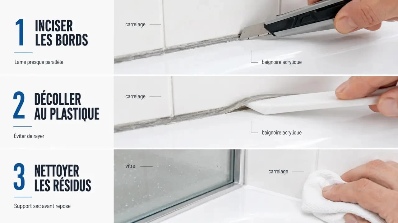 Comment enlever silicone : retrait d’un joint de salle de bain en trois étapes