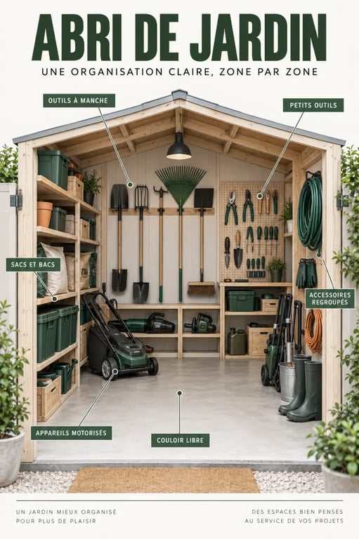 Aménager un espace de rangement pratique pour ses outils de jardin dans un abri organisé