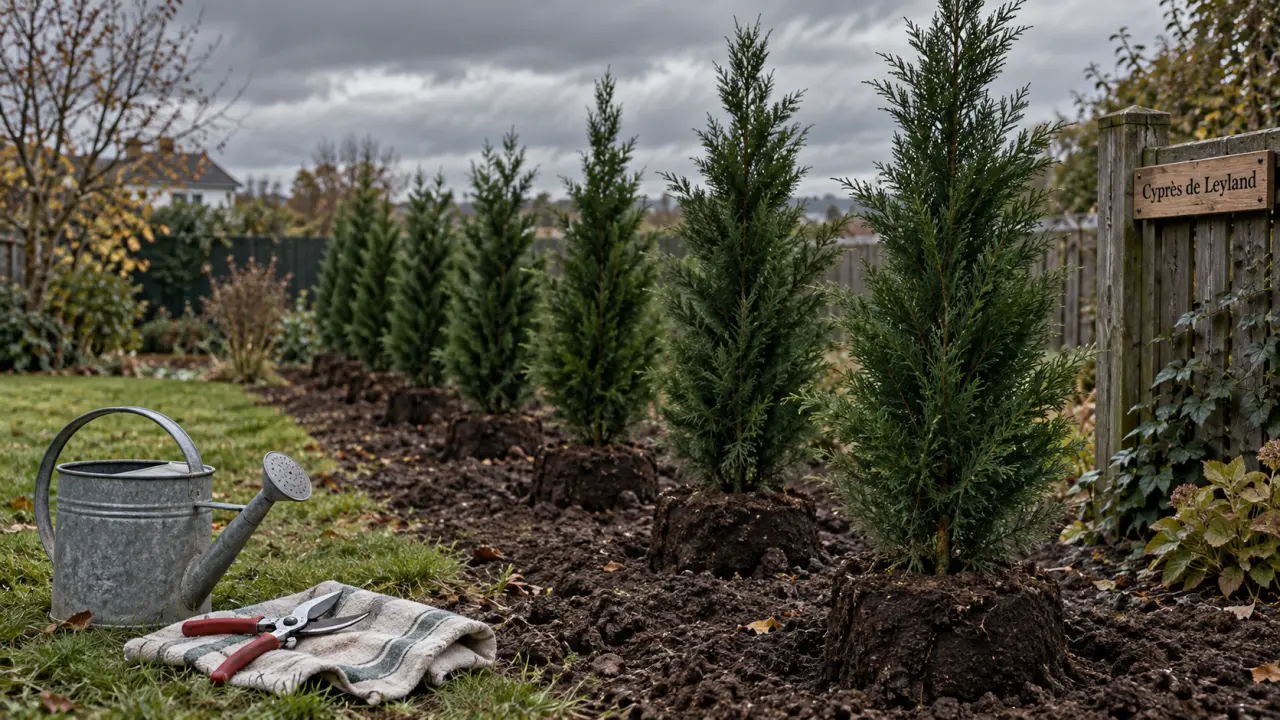 Le cypres de leyland : jeunes plants en haie