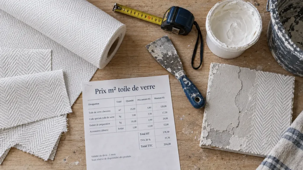 Prix au m² de la toile de verre : un mur mal préparé coûte plus cher que le revêtement