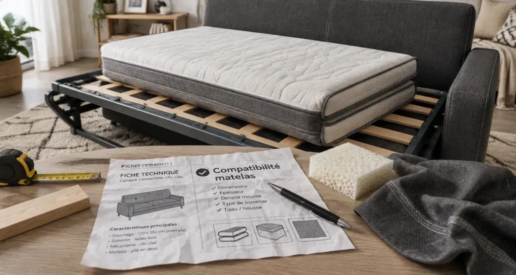 Matelas pour canapé convertible : vérifiez le pliage avant l’épaisseur